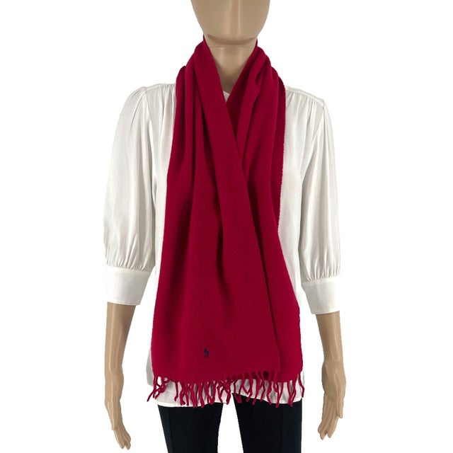 Ralph Lauren Polo Ralph Lauren Red 100% Wool Scarf For Sale - Image 4 of 9