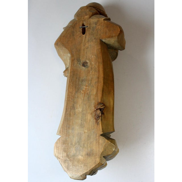 Mid Century Wooden German Sculpture "Monk With a Tankard" - Handcarved - Vintage From the 50s For Sale - Image 9 of 9