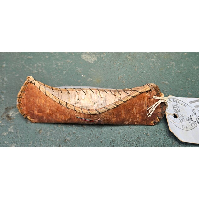American Vintage 1942 Birch Bark," Mailer Canoe" From Kings Beach, Ca With Original Stamp and Tag For Sale - Image 3 of 10
