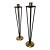 A Pair of MId Century Modern Black Metal and Brass Candlesticks For Sale