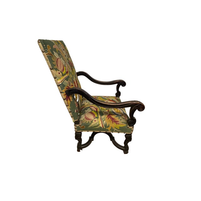 Wood 18th C. French Baroque Needlepoint Armchairs - A Pair For Sale - Image 7 of 15