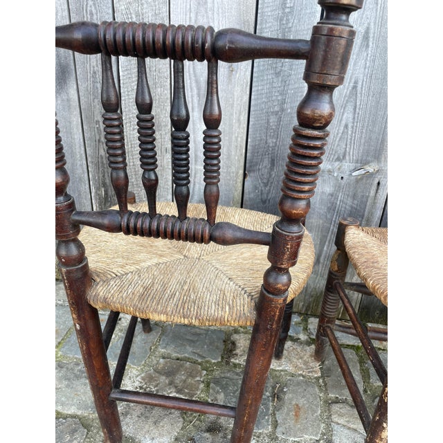 Wood Farm Straw Chairs, 1890s, Set of 3 For Sale - Image 7 of 13