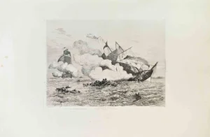 Charles Longueville, Combat Naval, Etching, 1870s