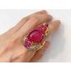 Bochic "Orient" Vintage Ruby & White Topaz Cocktail Ring - 18K Gold & Silver For Sale - Image 16 of 18