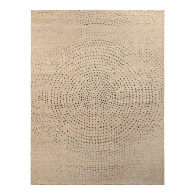 Rug & Kilim’s Oversized Spotted Circles Rug in Cream and Blue, 12x14 For Sale
