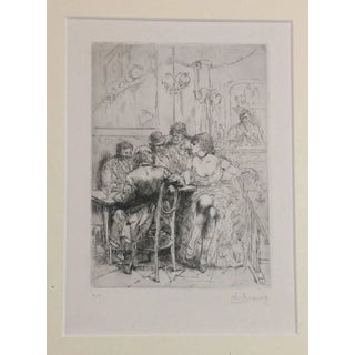 Salon - Original Etching by Auguste Brouet For Sale