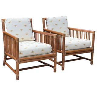 Vintage McGuire San Francisco Rattan Lounge Chairs, a Pair For Sale