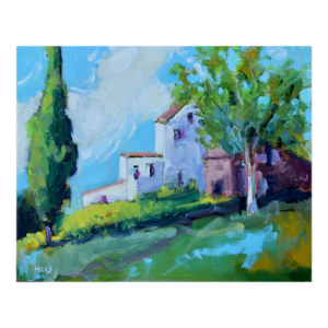 Modern Impressionist Sunlit Farm Oil Landscape