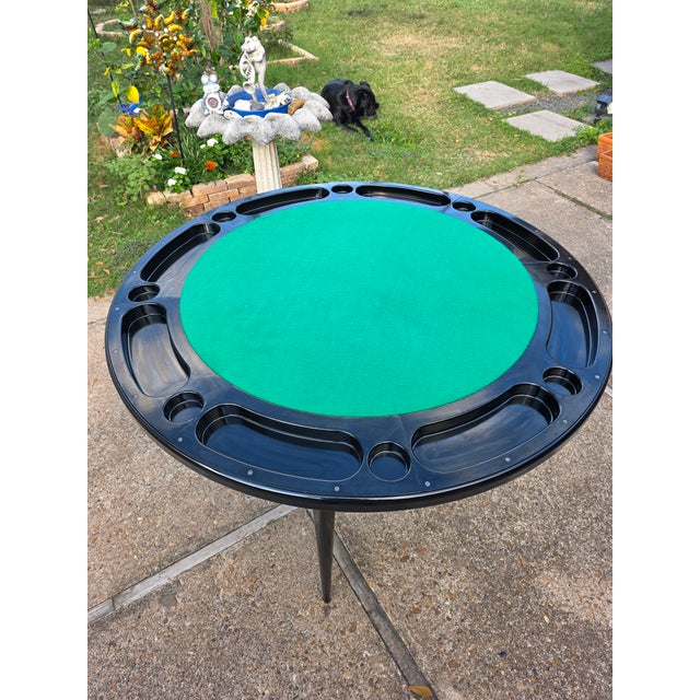 Mid-Century Modern 1940s MCM Durham Line Model 4100 Poker Table – Mid-Century 8-Player Card Table W/ New Felt For Sale - Image 3 of 12