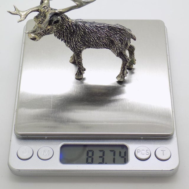 Large Vintage Italian Handmade Genuine Silver Stag Deer Figurine by Mario Cerreti, 1960s For Sale - Image 14 of 16