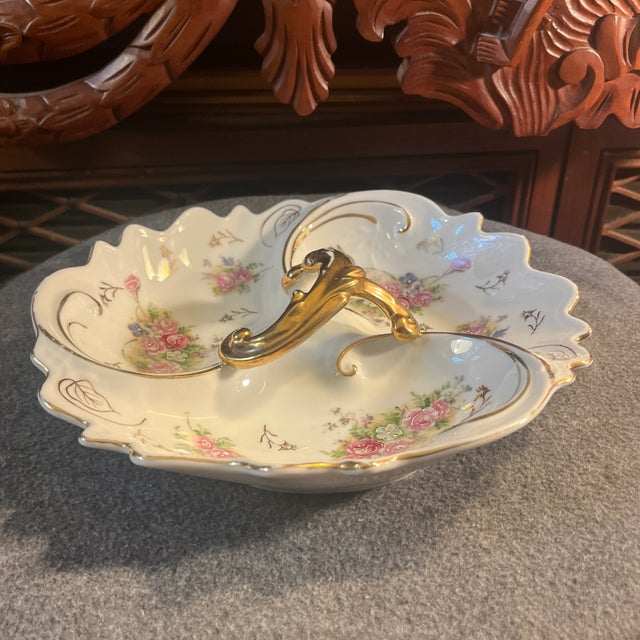 Mid 20th Century Vintage Three Compartment Porcelain Relish Dish/Platter For Sale - Image 5 of 10
