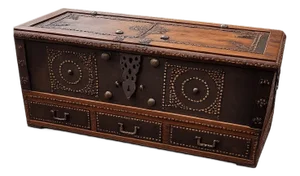 Antique Mexican Spanish Colonial Iron-Clad Coffer Chest With Three Drawers, Circa 1900