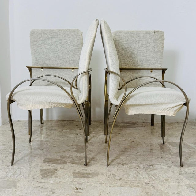 Vintage Italian Gold Metal Dining Chairs, 1970s, Set of 4 For Sale - Image 3 of 10