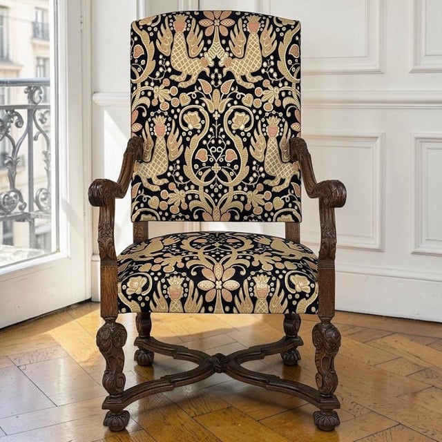 Spectacular in scale and richly expressive in detail, this 19th century French Renaissance Revival armchair brings...