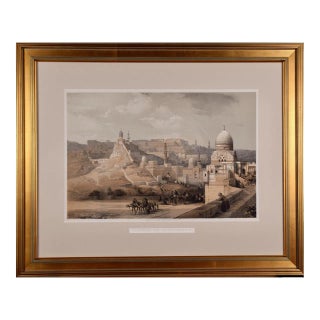 The Citadel of Cairo: 19th C. Hand-Colored Roberts Lithograph, 1849 For Sale