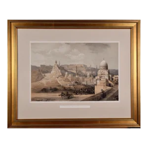 The Citadel of Cairo: 19th C. Hand-Colored Roberts Lithograph, 1849