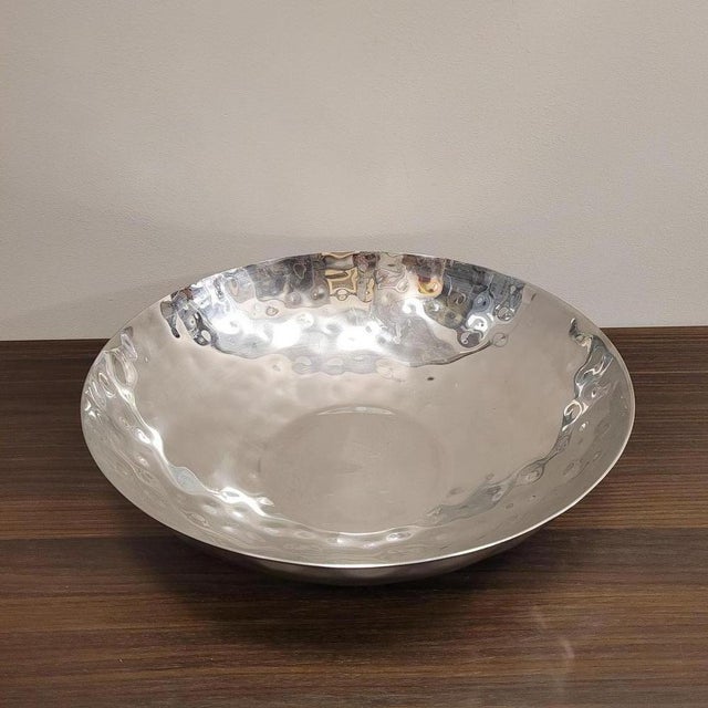 Hammered Aluminum Centerpiece, Italy, 1970s For Sale - Image 4 of 14