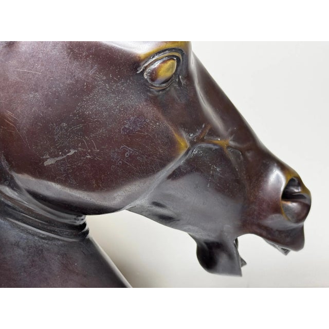 Mid-Century Italian Expressive Bronze Horse Head Sculpture C1950 After Raffaello Romanelli For Sale - Image 13 of 16