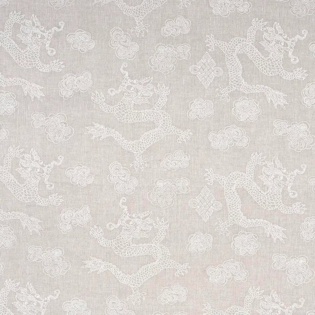 Not Yet Made - Made To Order Sample - Schumacher Dragon Embroidery Fabric, Ivory on Natural For Sale - Image 5 of 5