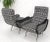Black Pair Black & White Pattern Fabric Italian Mid Century Modern Lounge Chairs For Sale - Image 8 of 13