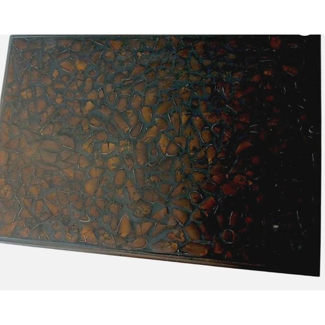 1950s 2 1950s MCM Nesting Tables Chinoiserie Lacquered Mosaic Faux Bamboo Legs Asian Vintage For Sale - Image 5 of 18