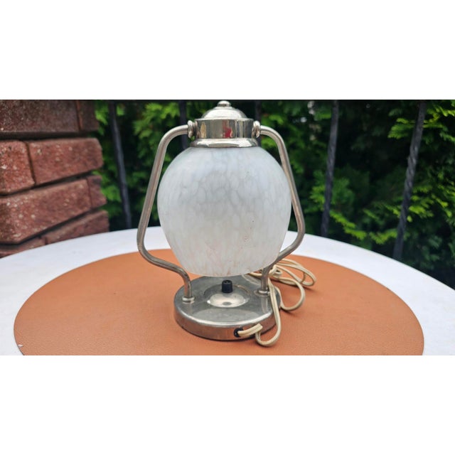 Silver Small Art Deco Nickel-Plated Brass Table Light, 1920s For Sale - Image 8 of 10