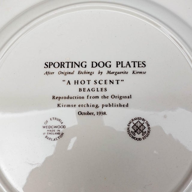 Ceramic Wedgwood England Sporting Dog "A Hot Scent" Beagles Plate Marguerite Kirmse For Sale - Image 7 of 7