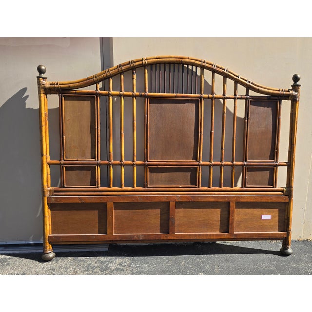 Vintage Baker Furniture Bamboo Coastal King Bed Frame Headboard Black Lacquer For Sale - Image 17 of 17