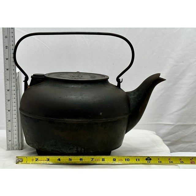 Excellent Large Size Antique Classic American Style Cast Iron Stove Top Kettle With Nice Original Patina - Patent 1871 For Sale - Image 17 of 18