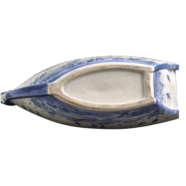 Blue Japanese Jeweled Porcelain Dragon Ship from Mikawachi, 1890s For Sale - Image 8 of 13