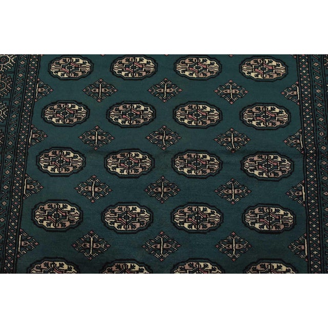 2020s Bokhara Rug 5’4” X 8’3” Green Wool Tribal Hand-Knotted Oriental Carpet For Sale - Image 5 of 13