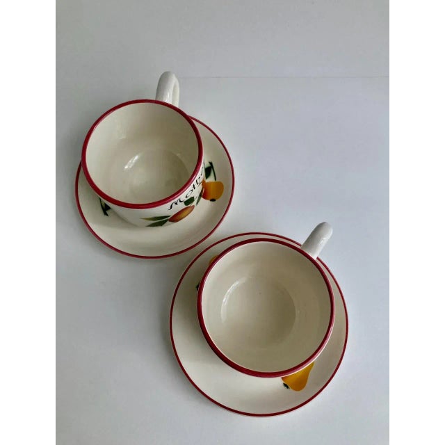 Ceramic Vintage R.C.P. Co. Hand-Painted Mother & Father Cups & Saucers Set- 4 Pieces For Sale - Image 7 of 13