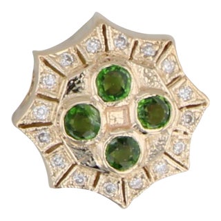 New 0.24ctw Green Chrome Diopside Diamond Slide Bracelet Charm 14k Gold Joshua For Sale