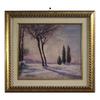 Italian Artist, Snowy Landscape, 1932, Oil on Board, Framed For Sale