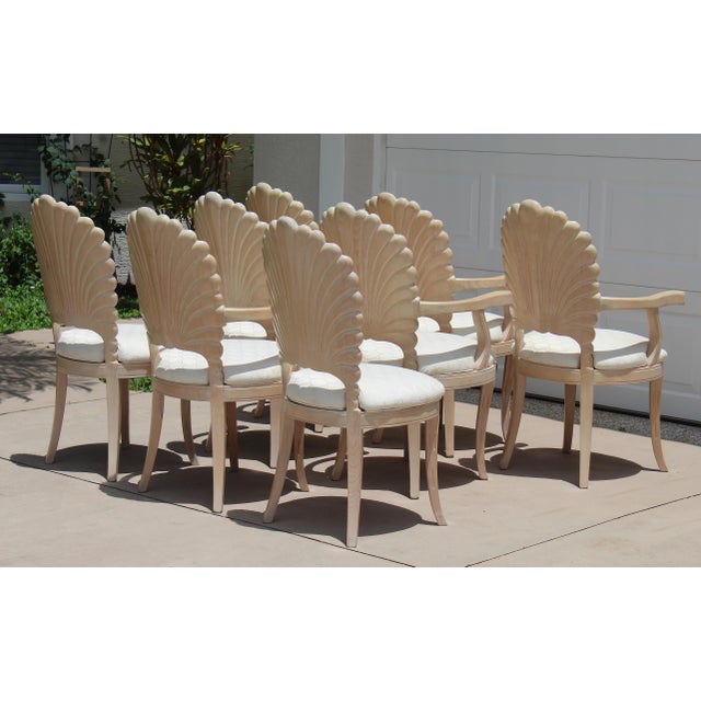 1980s Vintage Italian Hollywood Regency Grotto Shell-Back Dining Chairs - Set of 8 For Sale In Naples, FL - Image 6 of 18