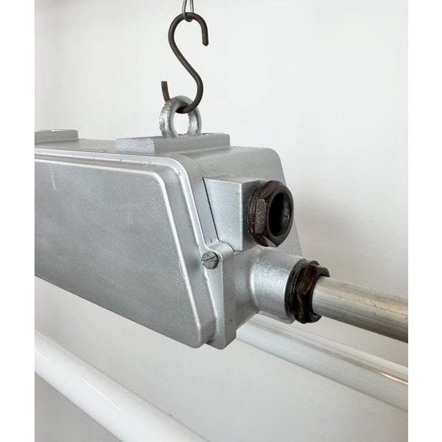 Metal Industrial Silver Tube Light from Elektrosvit, 1970s For Sale - Image 7 of 17