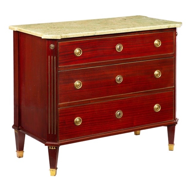 Swedish Gustavian Style Antique Mahogany Chest of Drawers Commode For Sale