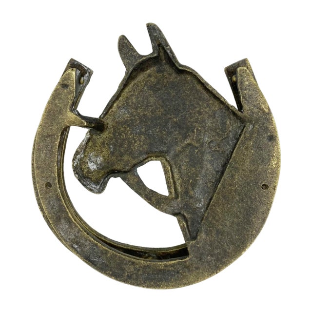 Vintage Brass Horseshoe Door Knocker For Sale - Image 11 of 12
