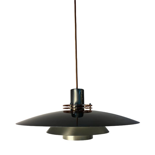 Large Leto Silver Copper Pendant Lamp by Top Lamper, 1980s For Sale
