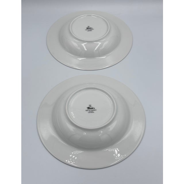 Contemporary Early 20th Century Thun Val St. Lambert Platinum & Gold Fine China Rimmed Soup Bowl Set For Sale - Image 3 of 9