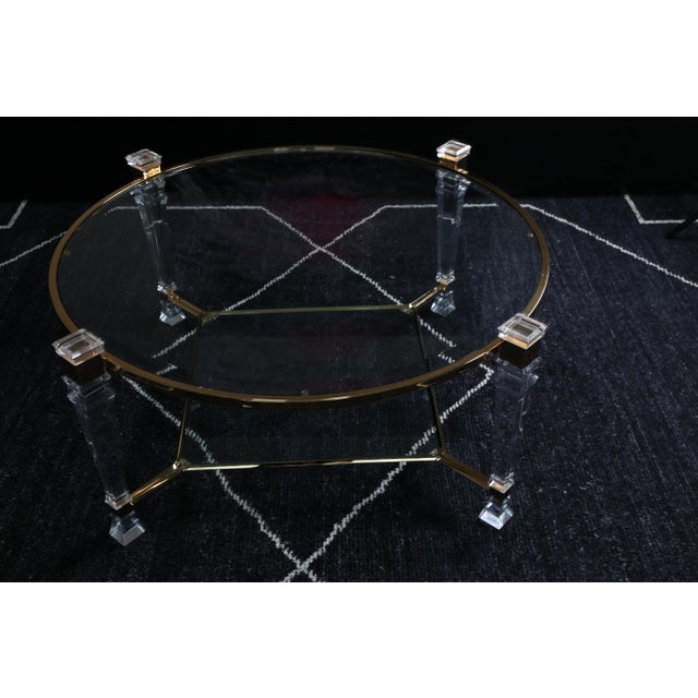 Hollywood Regency Hollywood Regency Lucite Glass Circa 1970 France Coffee Table For Sale - Image 3 of 12