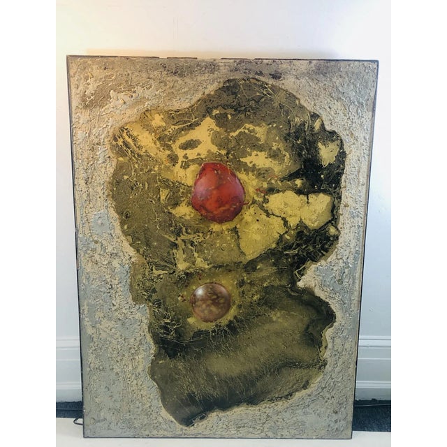 Documentation Signed Origin France Period 1950-1979 Materials Resin, Paint and Board Dimensions W. 33.5 in; H. 46 in; D....