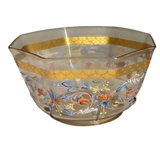 Set for Ten Venetian Gilt-Heightened Enamel Glasses W Plates & Bowls. E. 20th C. For Sale - Image 9 of 17