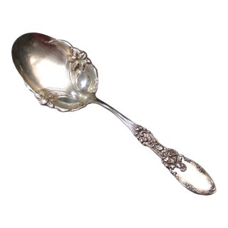 Antique Amston Sterling Silver Berry Spoon Tyrolean Pattern For Sale