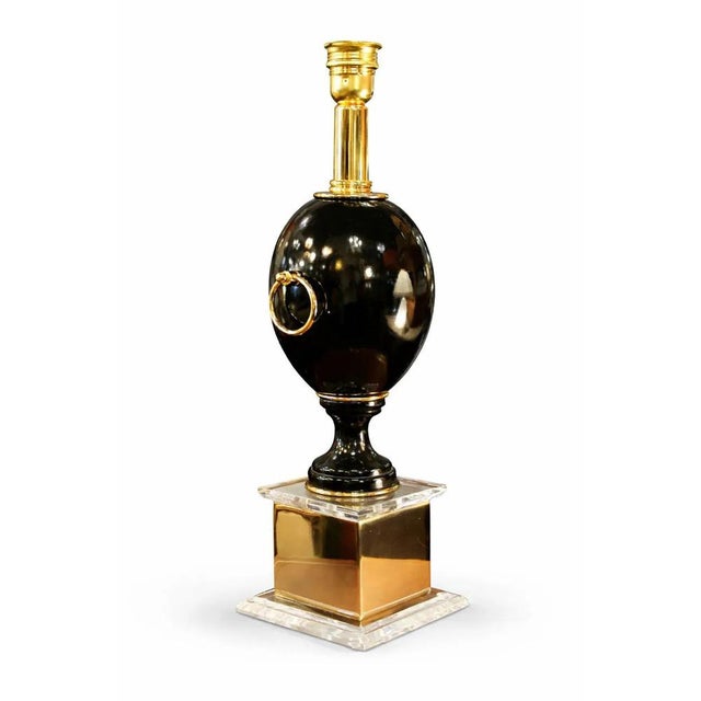 Black Vintage Hollywood Regency Style Black Table Lamp, 1940s For Sale - Image 8 of 8