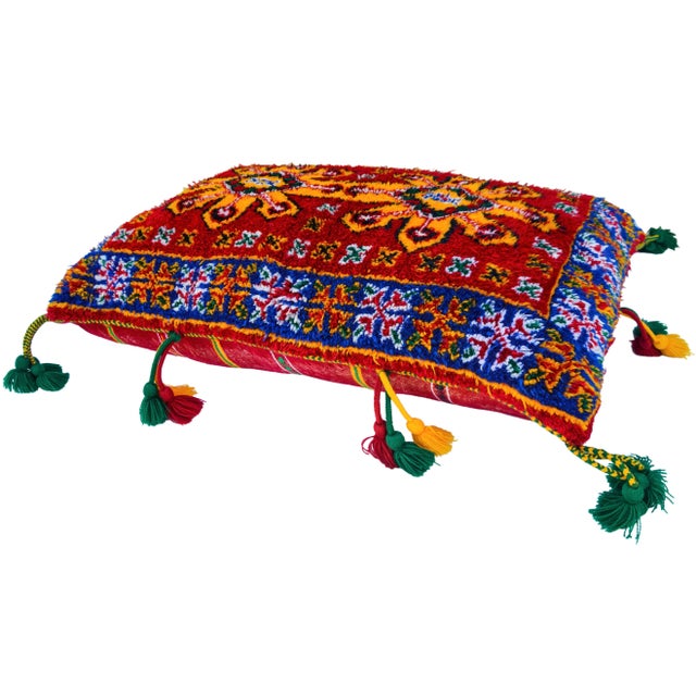 Mid 20th Century Mid 20th Century Moroccan Orange-Patterned Pillow W/ Berber Graphics For Sale - Image 5 of 13
