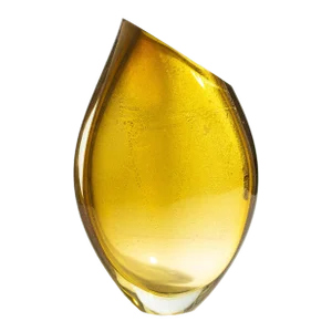 Hand Blown Murano Vase in Amber With 24-Karat Gold Flecks Medium