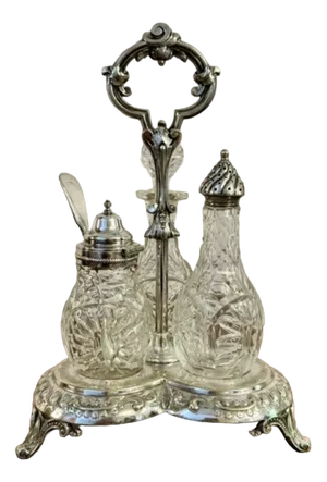 Antique Edwardian Silver Plated Cruet Set, 1900, Set of 3