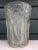Heavy French Art Deco style frosted glass vase unmarked but similar to Verlys, depicting tree trunks and leaves in strong...
