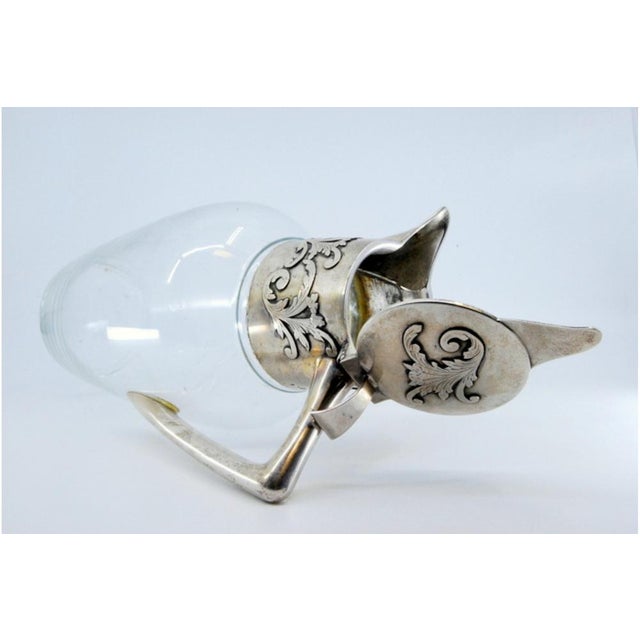 Glass Jug with Silver Neck and Lid with Application For Sale - Image 9 of 10